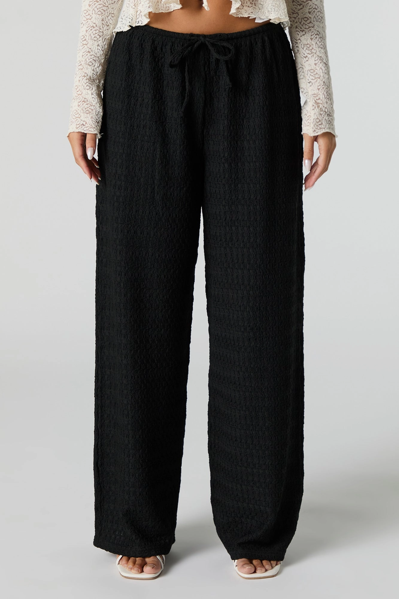Textured Knit Wide Leg Pant