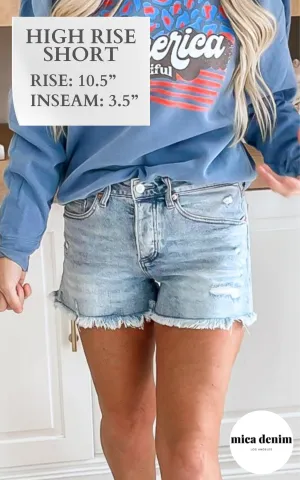 The LJ High Rise Denim Shorts | Mica -30A APRIL PREORDER