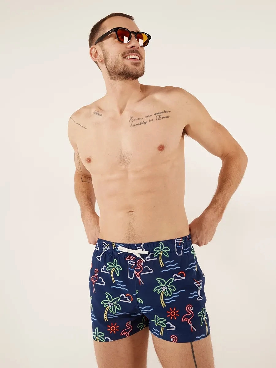 The Neon Lights 4" (Lined Classic Swim Trunk)