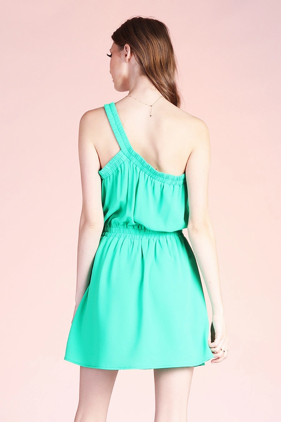 The Valerie Emerald Textured One Shoulder Dress - Final Sale