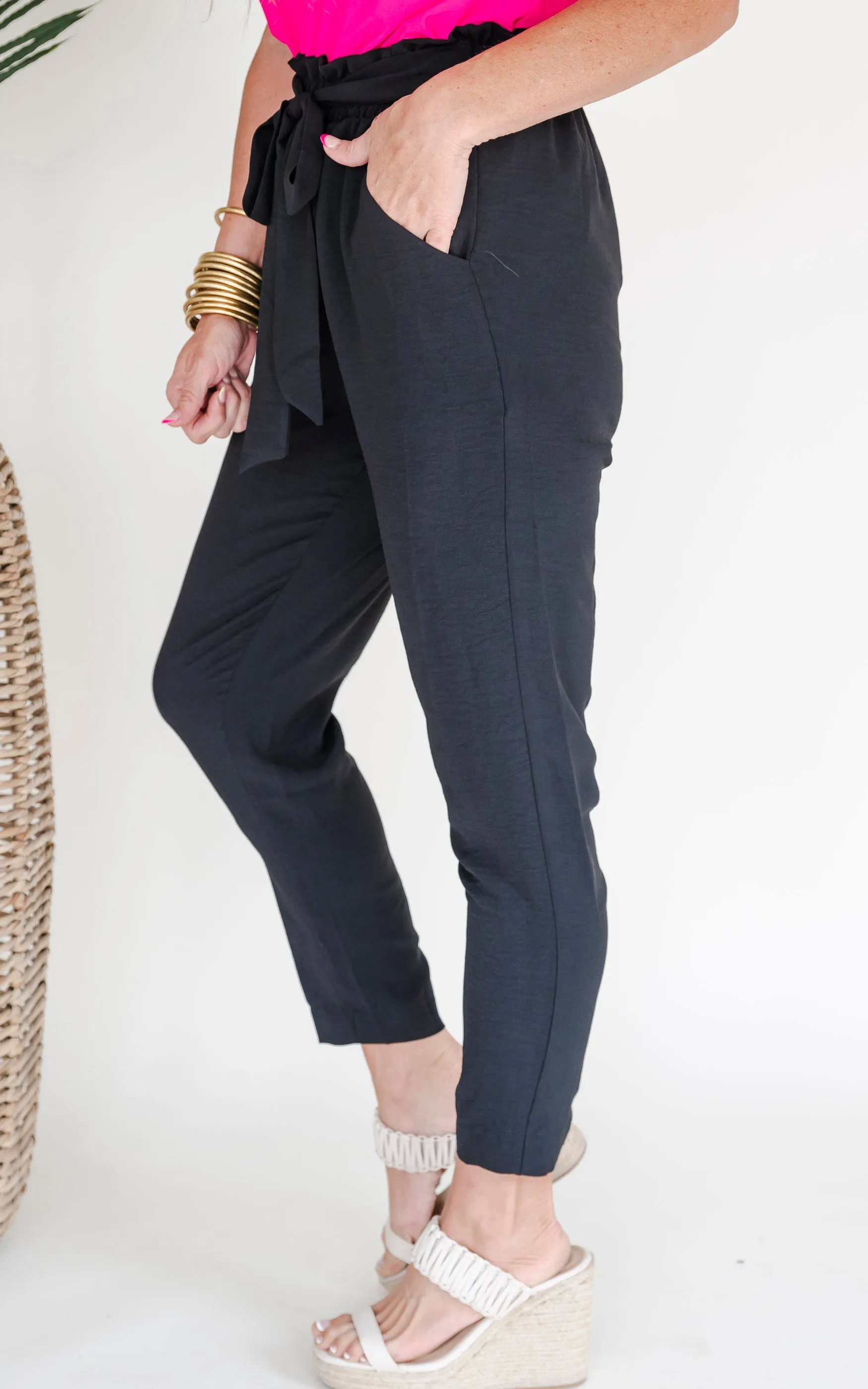 Totally Worth It High Waisted Solid Woven Pant - Final Sale**