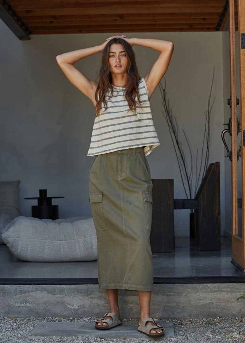 Tulum Skirt - Olive Denim