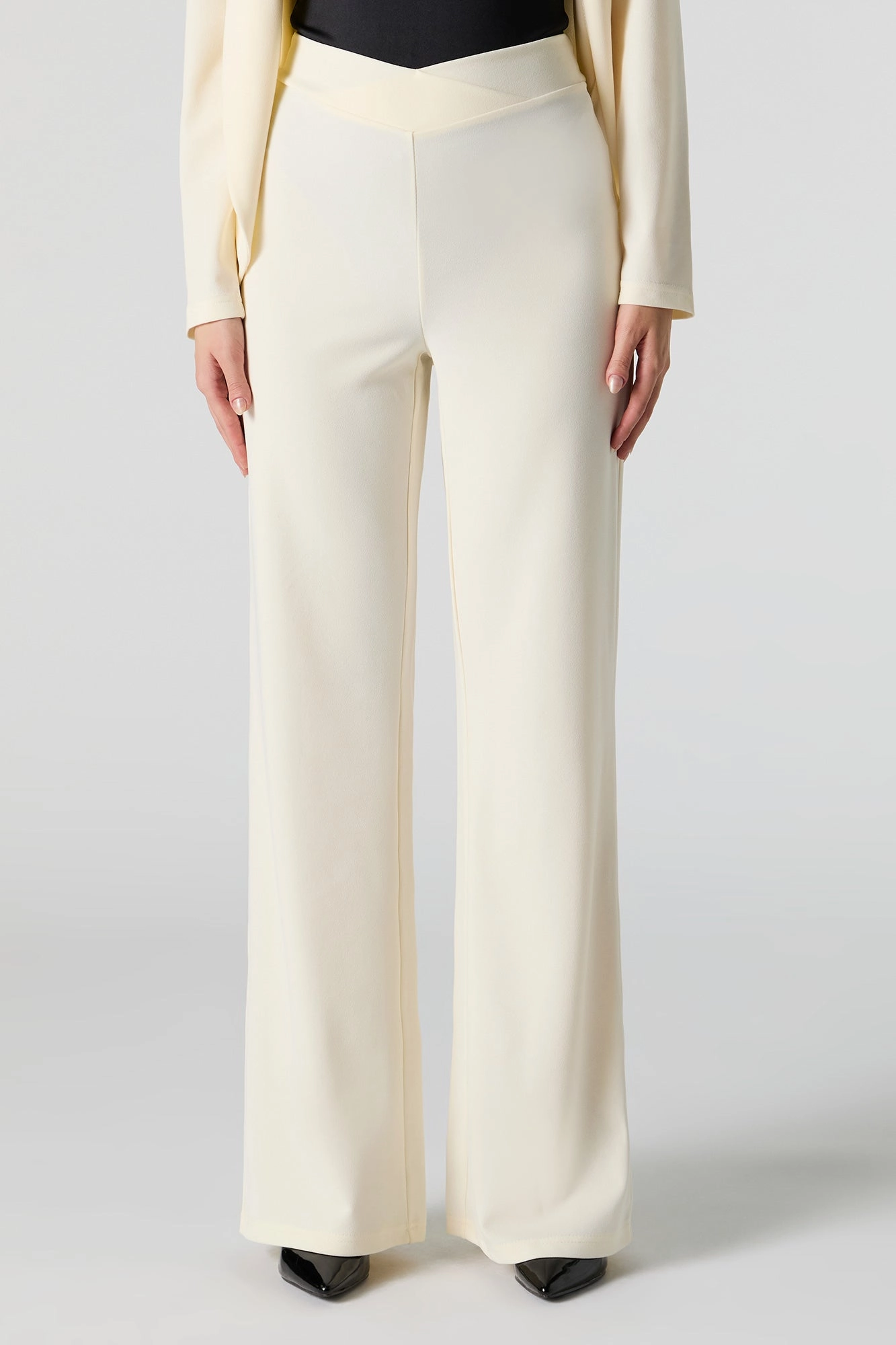 V Waist Wide Leg Dress Pant