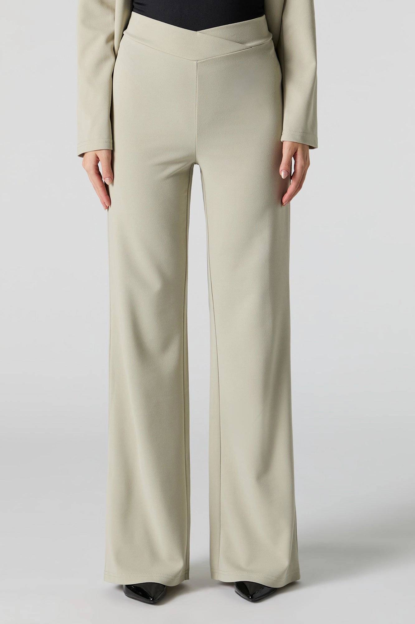 V Waist Wide Leg Dress Pant