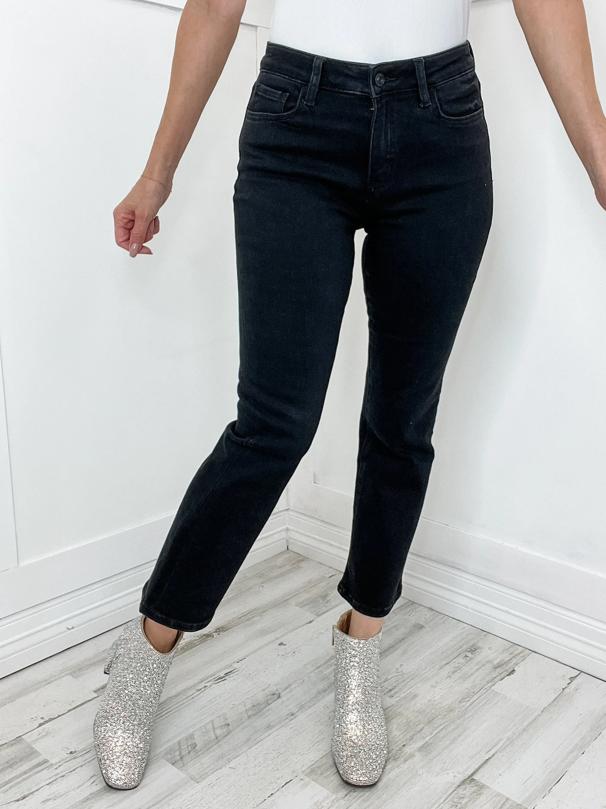 Vervet "Margot" High Rise Kick Flare Black Jean