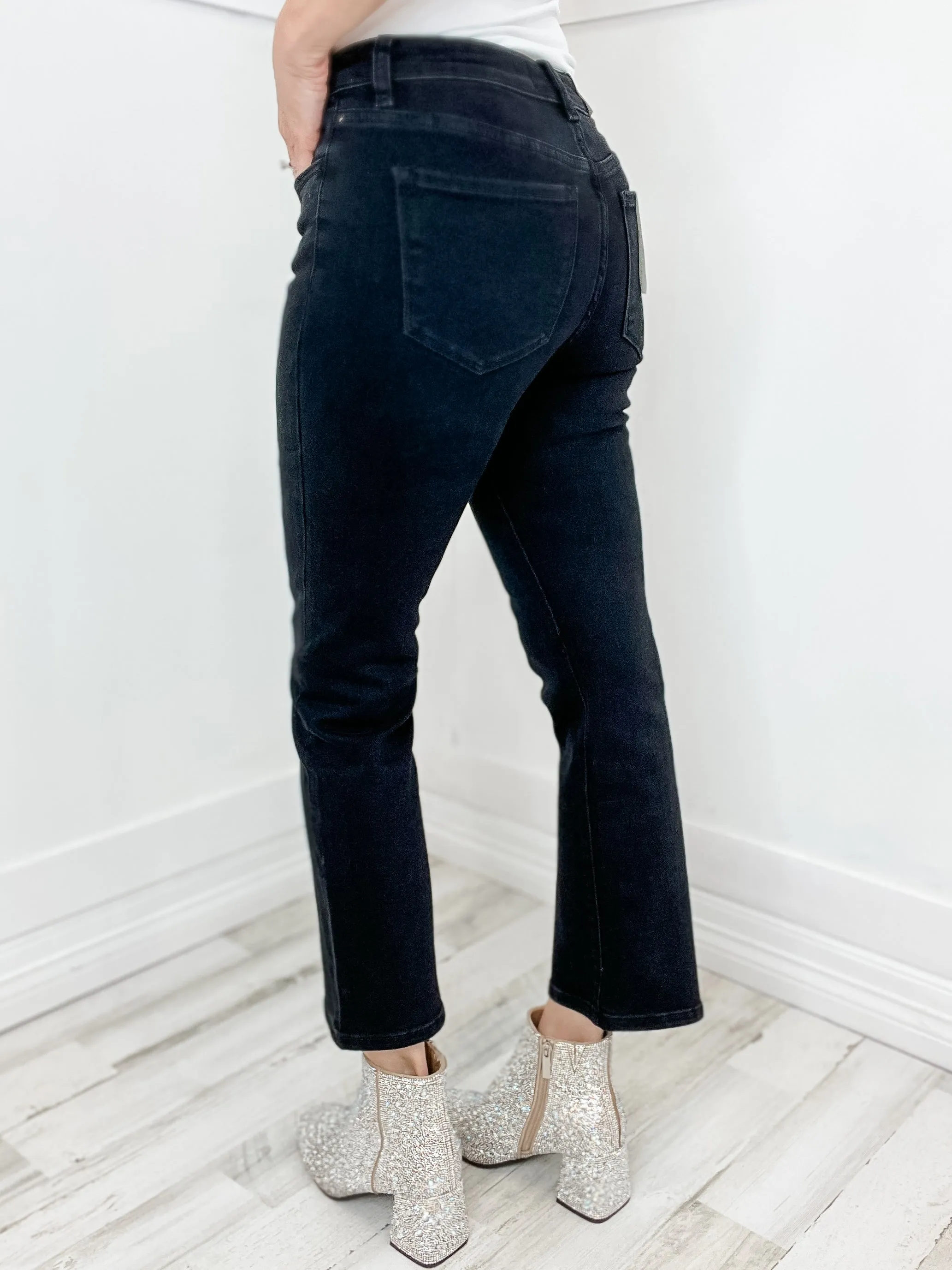 Vervet "Margot" High Rise Kick Flare Black Jean