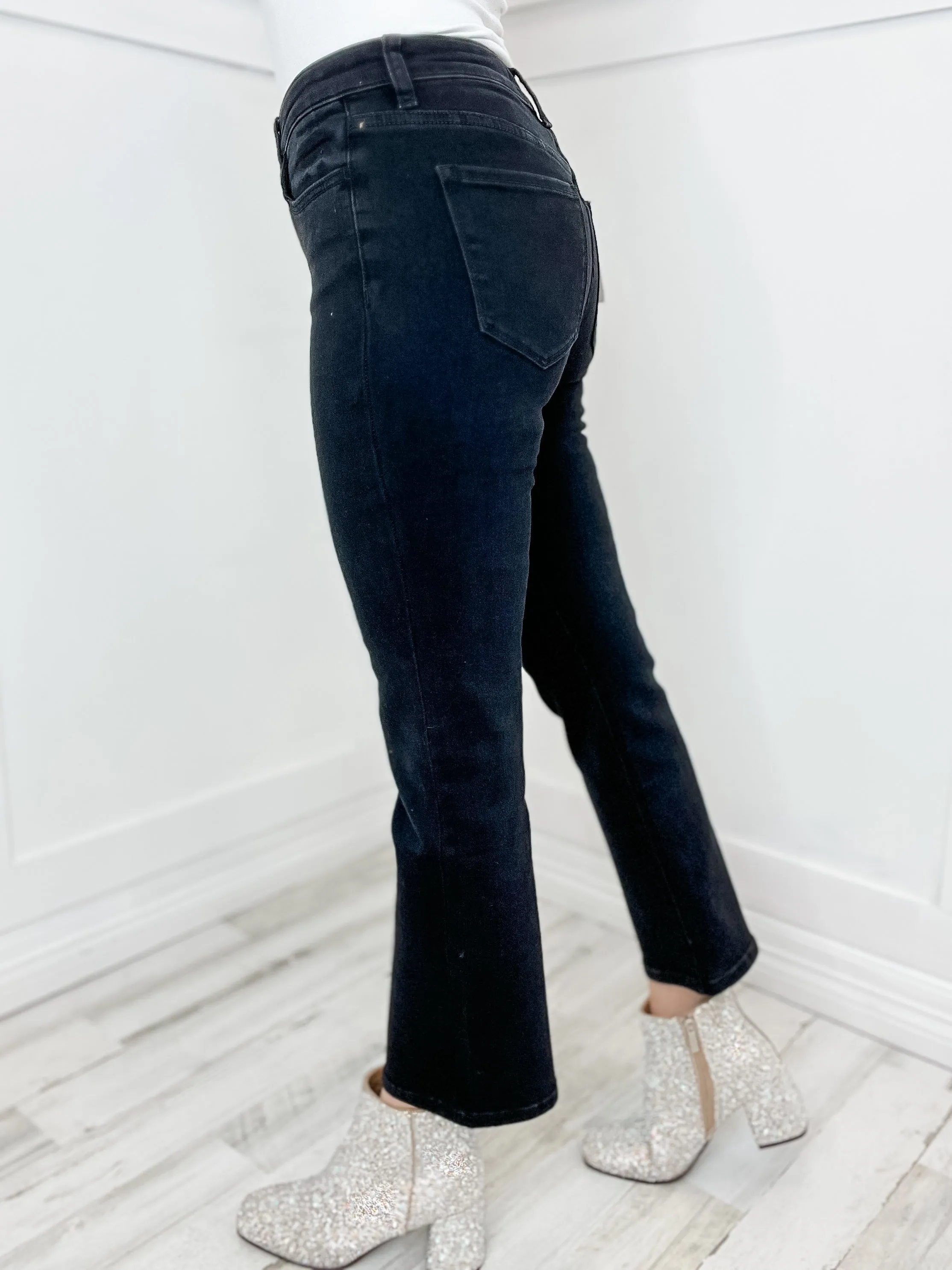 Vervet "Margot" High Rise Kick Flare Black Jean