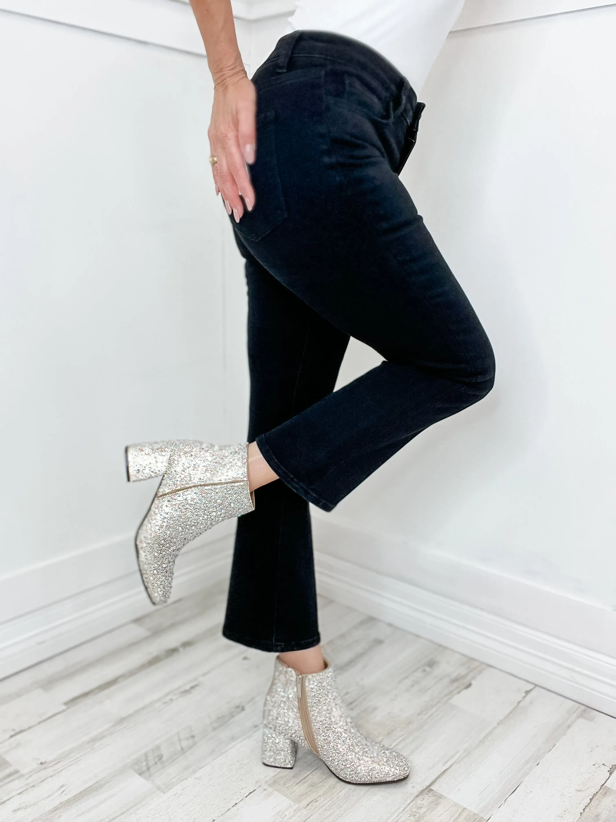 Vervet "Margot" High Rise Kick Flare Black Jean