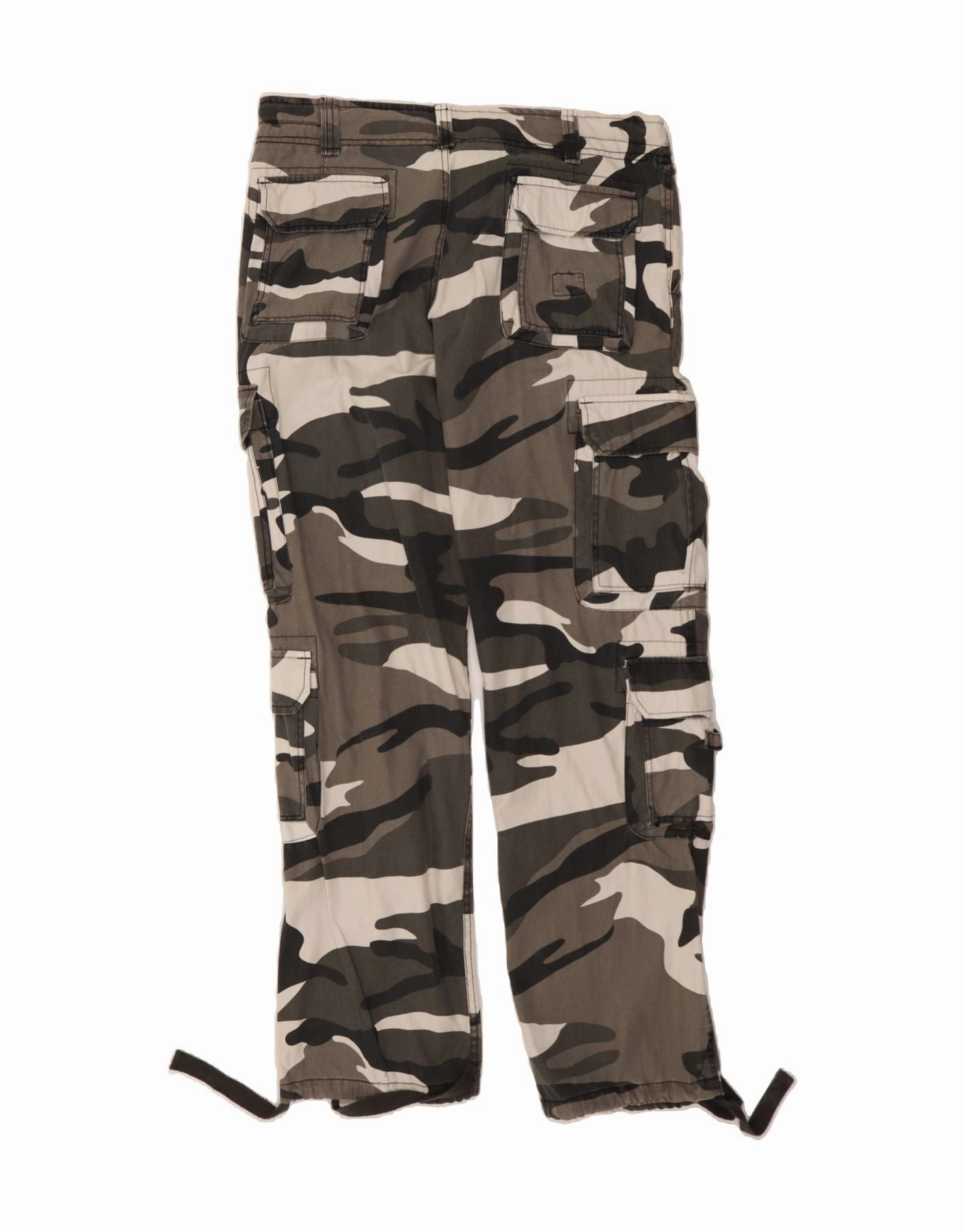 VINTAGE Mens Straight Cargo Trousers XL W38 L34 Grey Camouflage Cotton