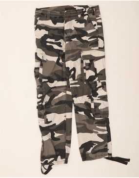 VINTAGE Mens Straight Cargo Trousers XL W38 L34 Grey Camouflage Cotton