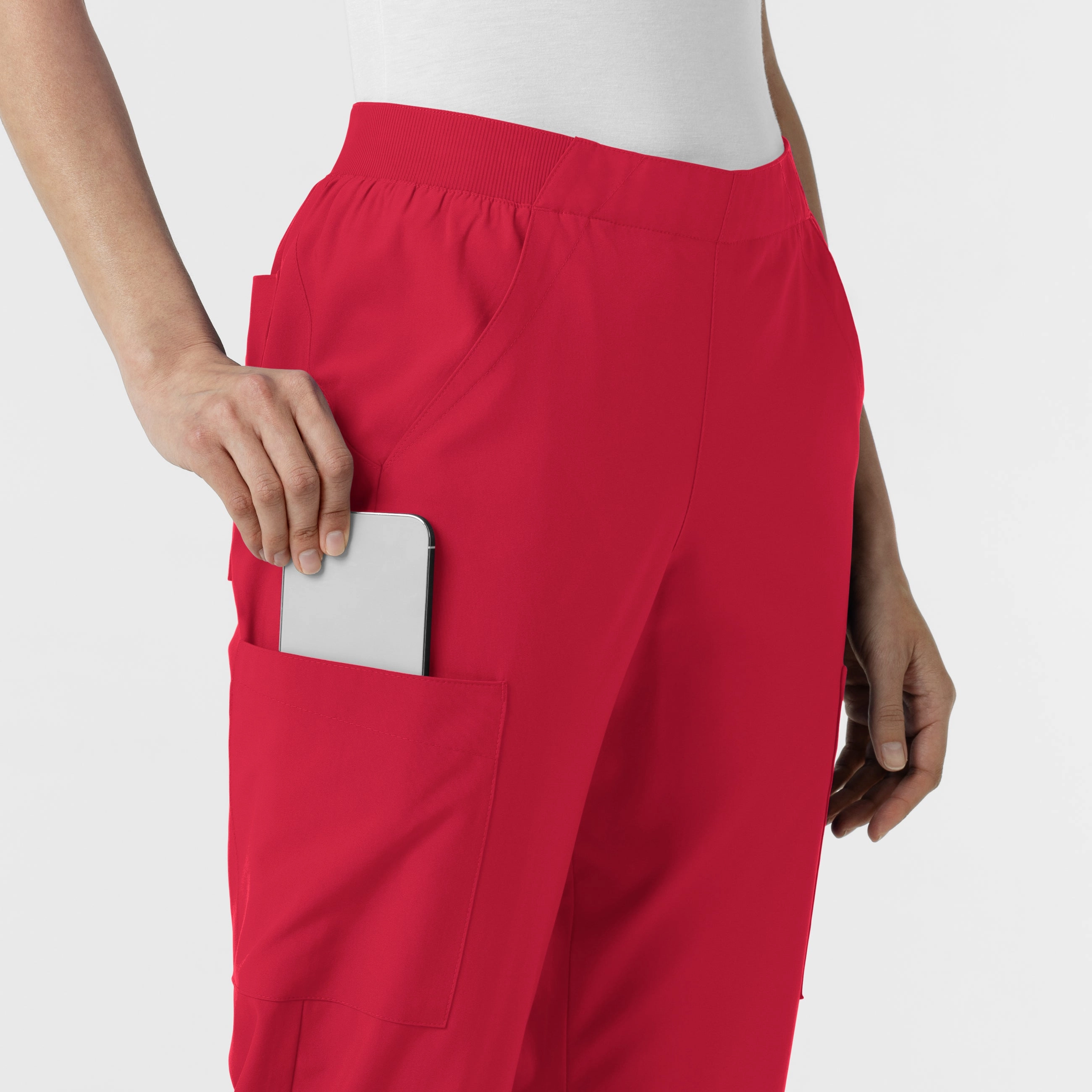 W123 Women's Cargo Utility Scrub Pant - Red