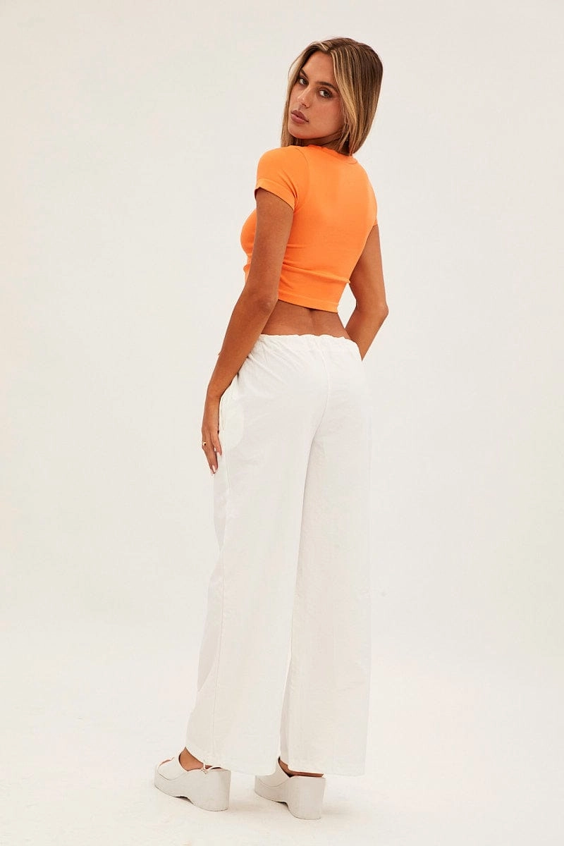 White Cargo Parachute Pants