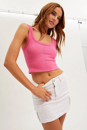 White Mini Cargo Skirt Low Rise Denim
