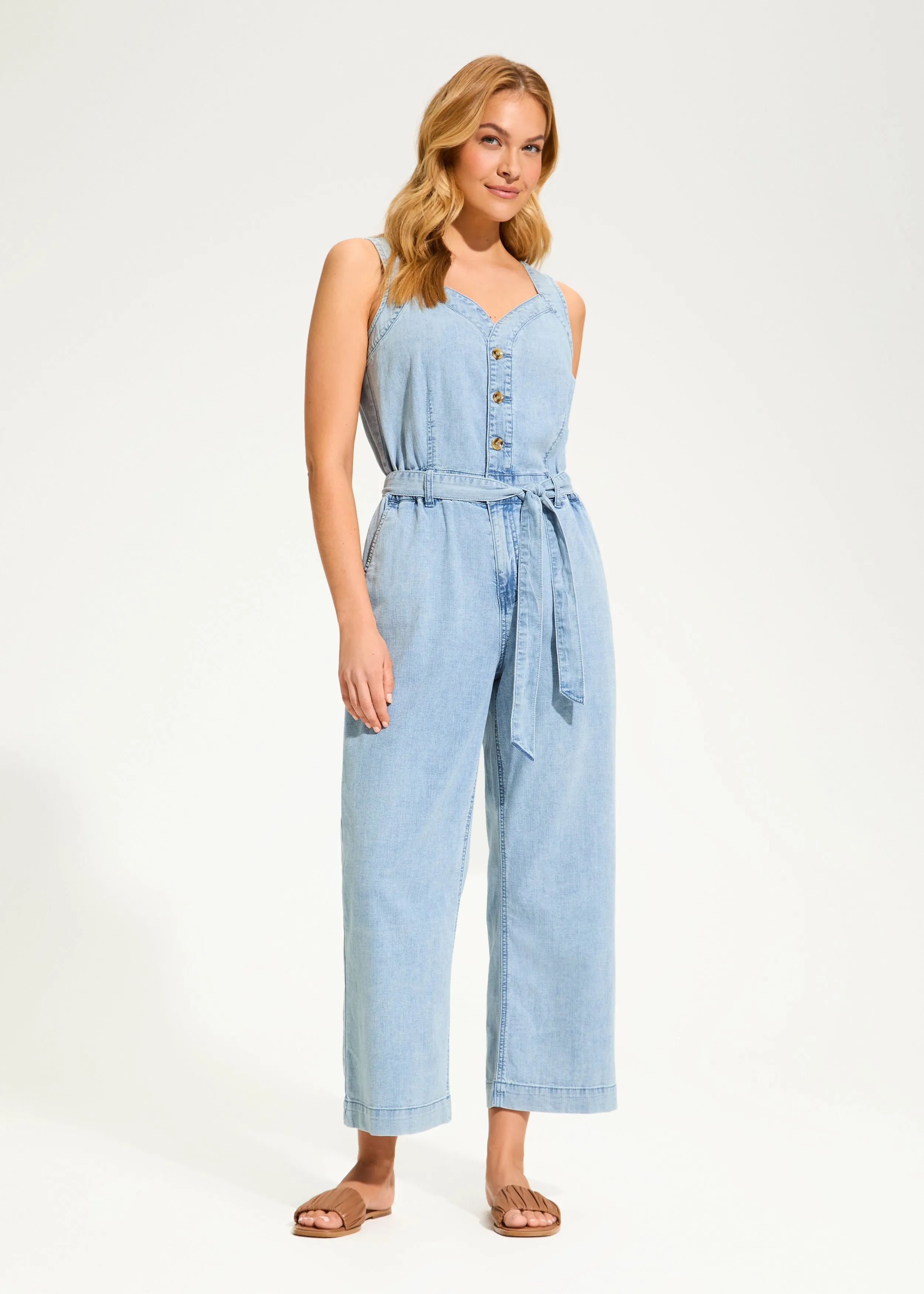 Wide Leg Jumpsuit, Powder Wash