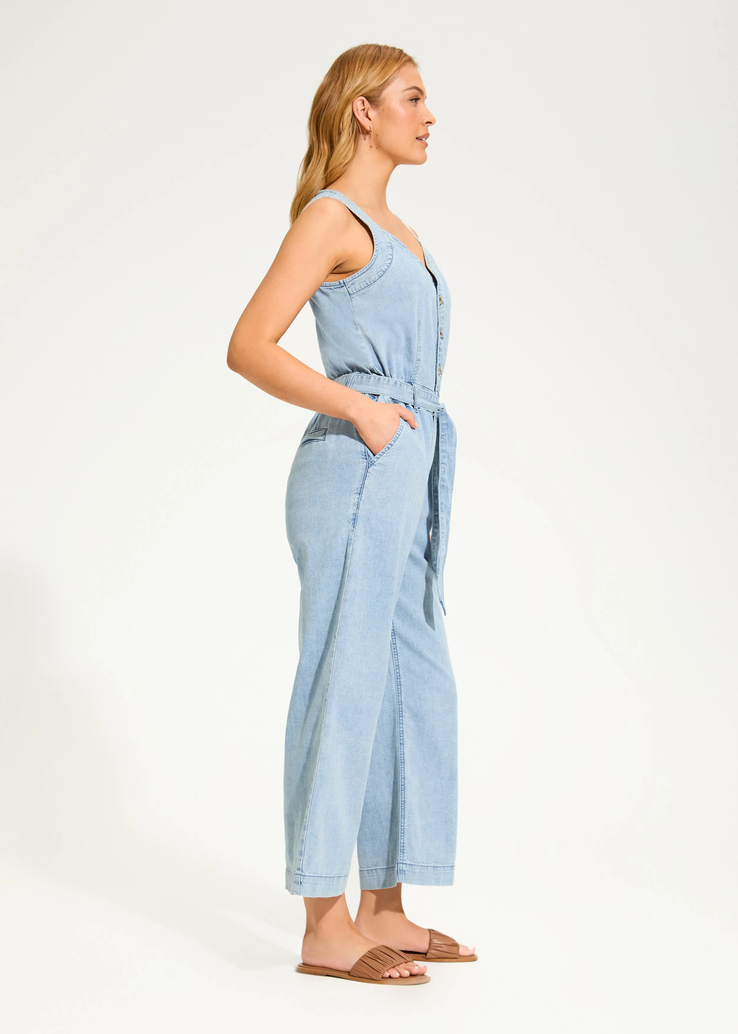 Wide Leg Jumpsuit, Powder Wash