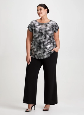 Wide Leg Pants & Metallic Print Top