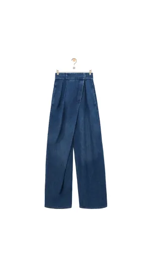 Wrap Jeans in Denim - Washed Denim