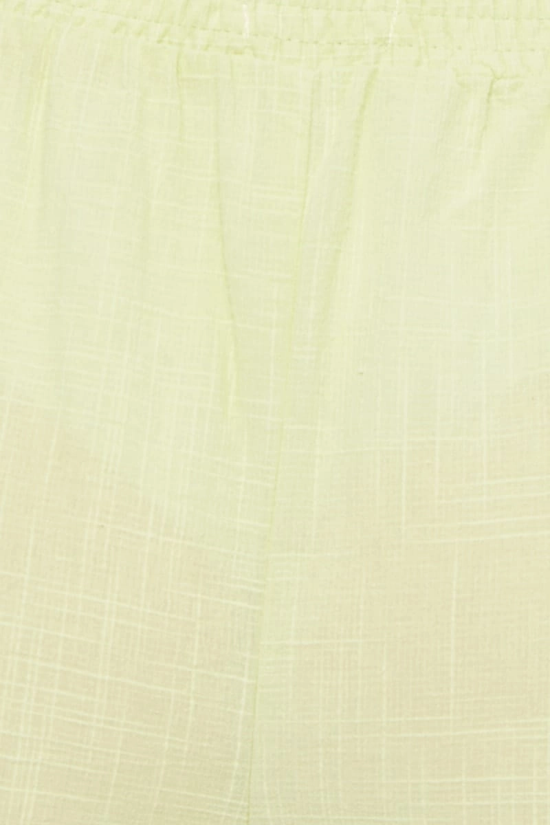 Yellow Linen Blend Elastic Side Slit Wide Leg Pants