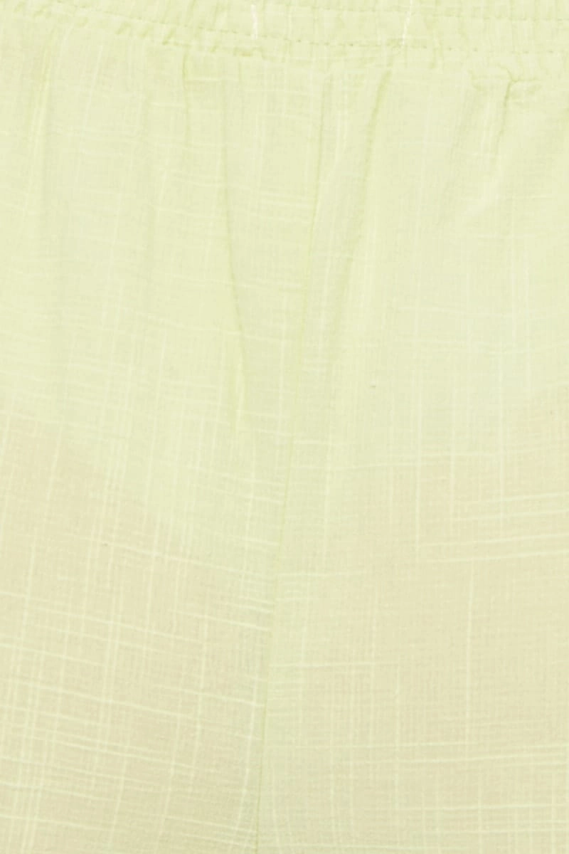 Yellow Linen Blend Elastic Side Slit Wide Leg Pants
