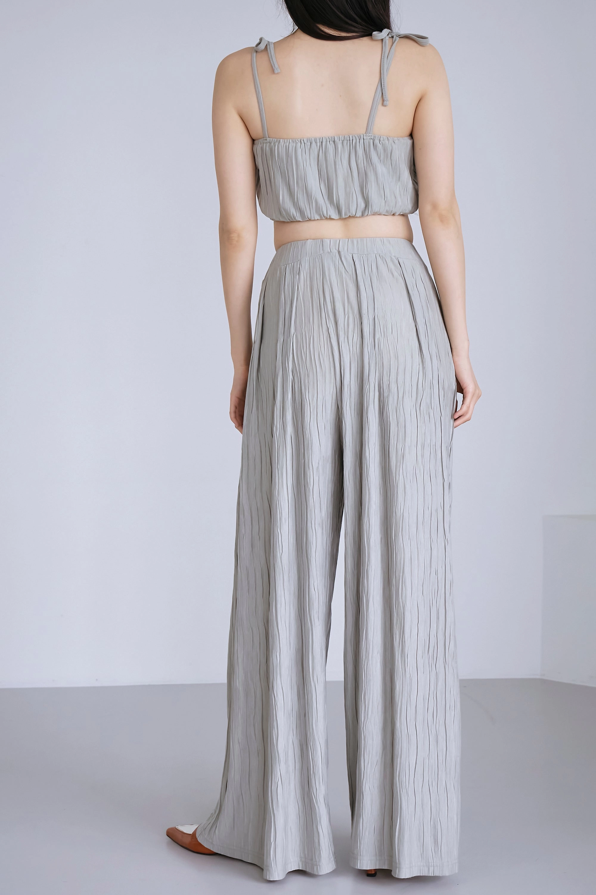 Yena Plisse Wide Leg Pants